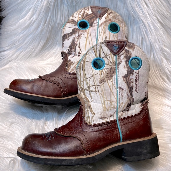 Ariat Shoes Ariat True Timber Booties Snow Camo Brown Leather Short Poshmark